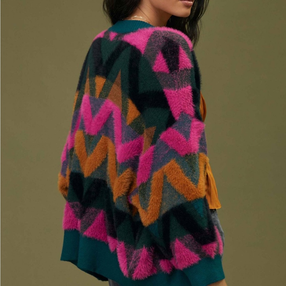NWT Anthropologie Chevron Eyelash Cardigan Sweater One Size